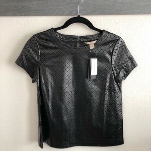 NWT Banana Republic faux leather black top size S